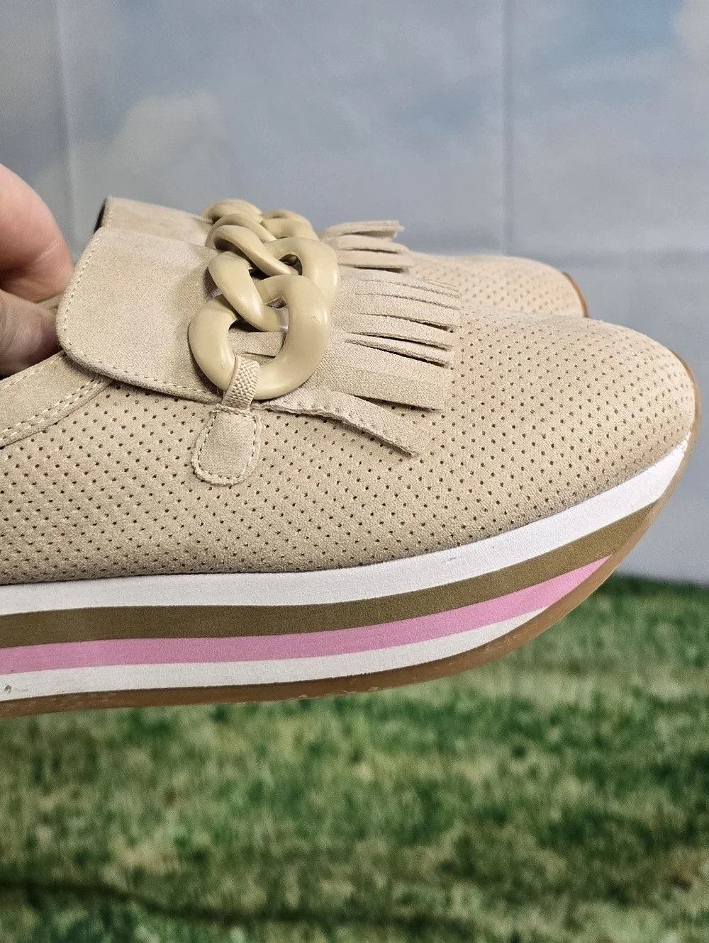 COCONUTS by Matisse Bess Light Beige EVA Platform Loafer Sneaker Hybrid Size 8